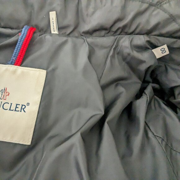 Black Flammette Down Winter Coat Moncler Size 00 - Picture 10 of 13